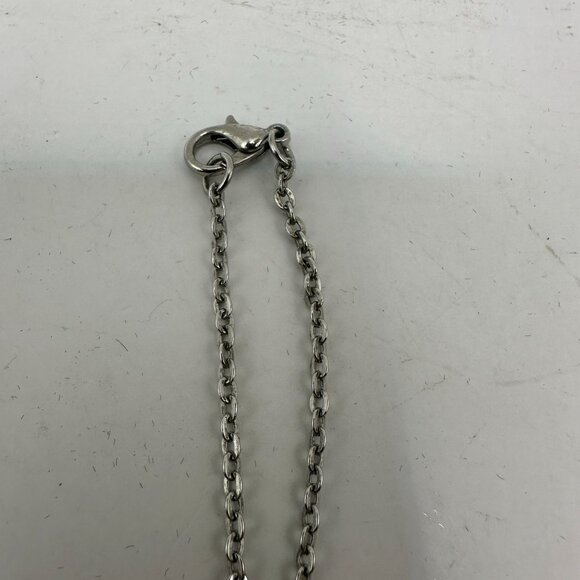 Heart Key Pendant Necklace With Rhinestones & Lobster Clasp On Silver-Tone Chain - Picture 3 of 4